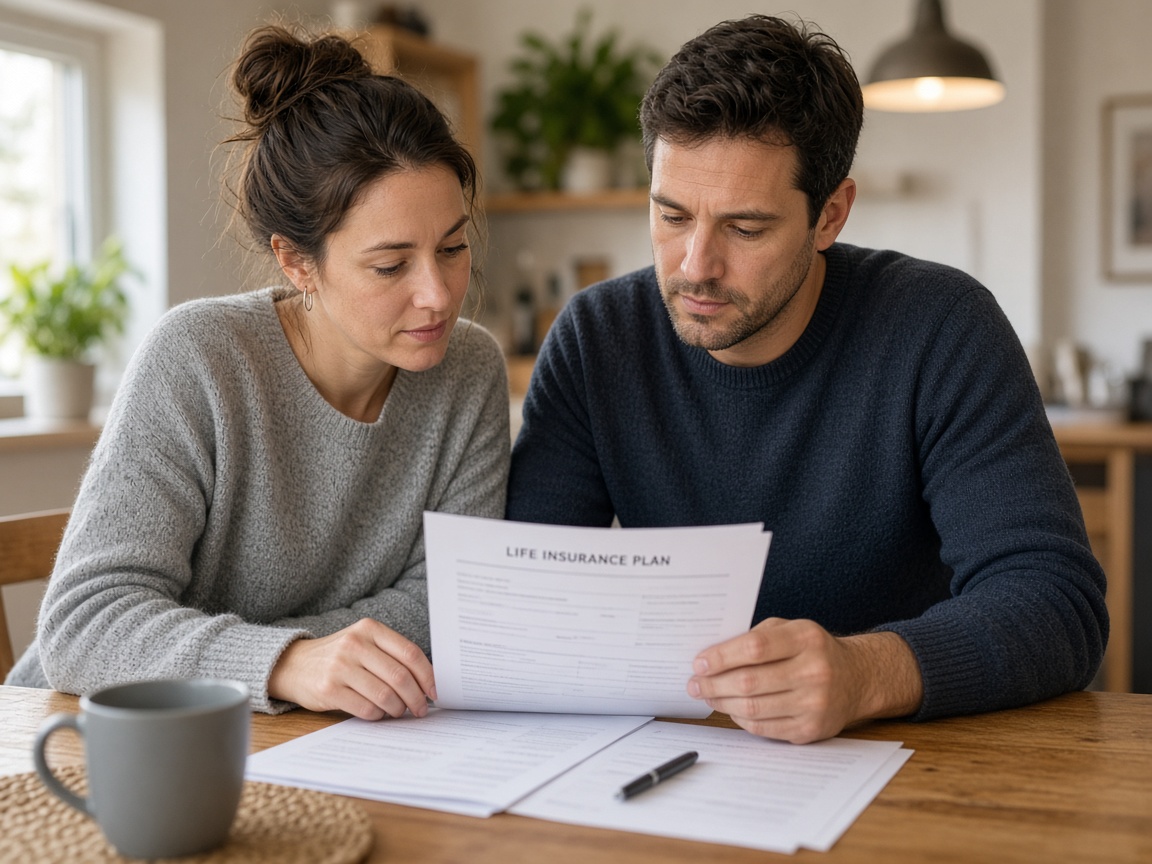 Couple reviewing life planning documents